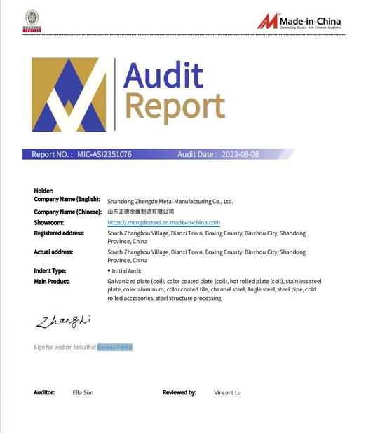 China SHANDONG ZHENGDEMETAL MANUFACTURING CO.,LTD. certificaciones