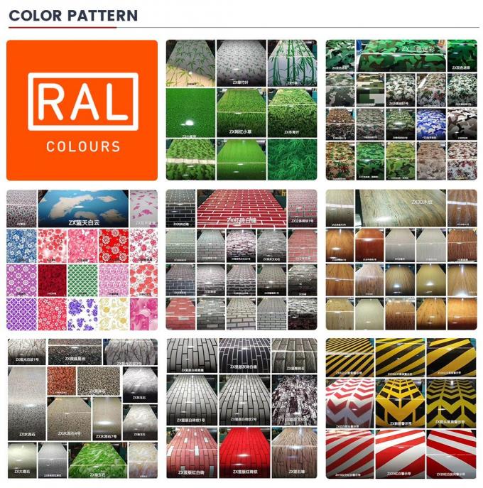 Rollada en caliente 0,5*1250mm 3019 Ral 5030 Ral 9002 Ral 3020 PPGI Dx51d 20/5um 0,47mm Espeso de color revestido / prepintado de acero galvanizado bobina 6