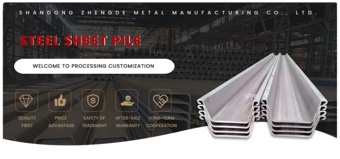 Tipo Z pilas de chapa laminadas en caliente OEM para construcción de puertos y fundación profunda 0